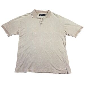 Trader Bay Mens L Textured Pattern Short Sleeve Cotton Polo Shirt Eclectic Punk